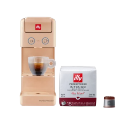 illy Y3.3 iperEspresso Coffee Machine (Orange) with illy Intenso iperEspresso Dark Roast Coffee Capsules – Pack of 18