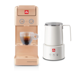Y3.3 iperEspresso Coffee Machine (Orange) + illy Electric Induction Milk Frother (White)