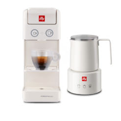 Y3.3 iperEspresso Coffee Machine (White) + illy Electric Induction Milk Frother (White)