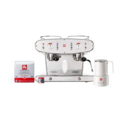 X2.2 iperEspresso 2-Group Coffee Machine with Steam Wand + IperEspresso 18 Coffee Caps Espresso Classico Roast + Illy Electric Induction Milk Frother (White)
