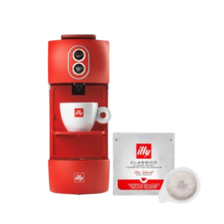 illy Easy Coffee Machine For E.S.E. Pods (Red)+illy E.S.E. Pods Classico Coffee – Medium Roast (Pack of 200)